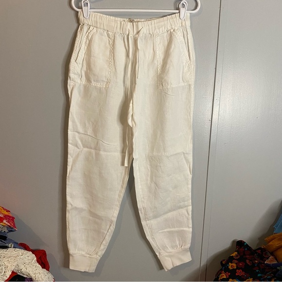 JOIE White Linen Jogger Pants Size Small - Picture 1 of 8